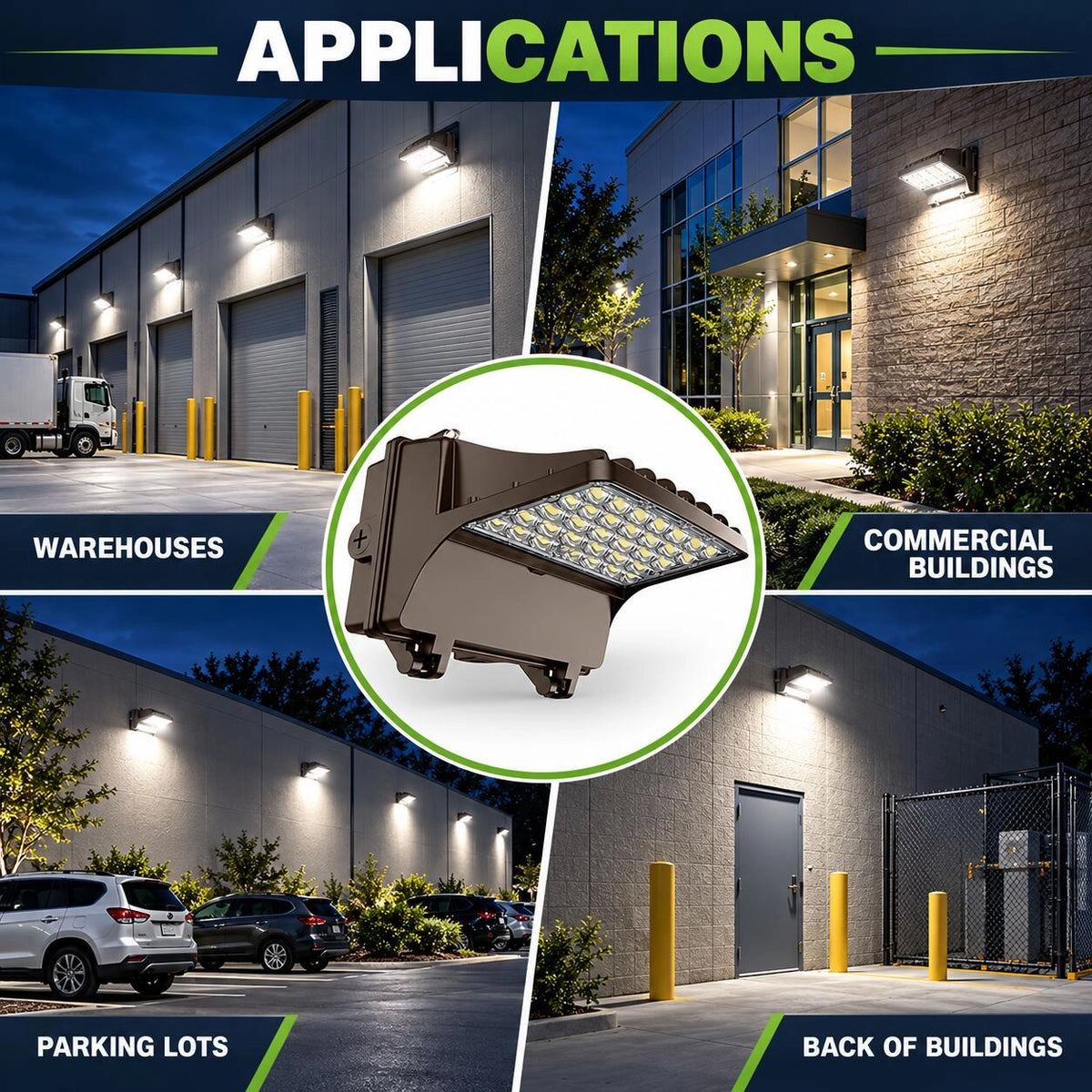 0-10V dimmable full cutoff LED wall pack for commercial and industrial exterior lighting applications