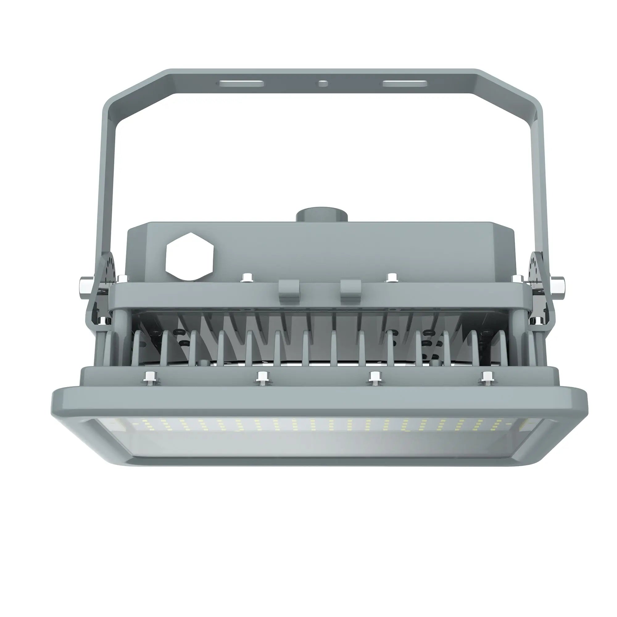 Front view of TANLITE 200W LED Explosion Proof Light, Class I Division 2 hazardous fixture.