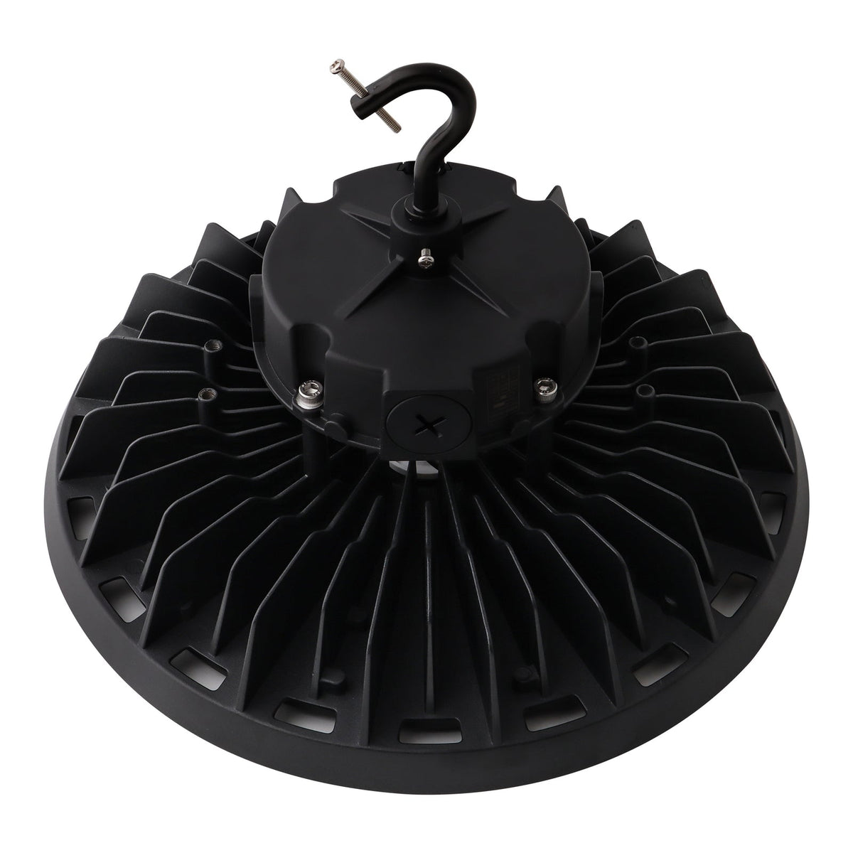 Rear view of TANLITE 320W selectable UFO high bay with die-cast aluminum heat sink