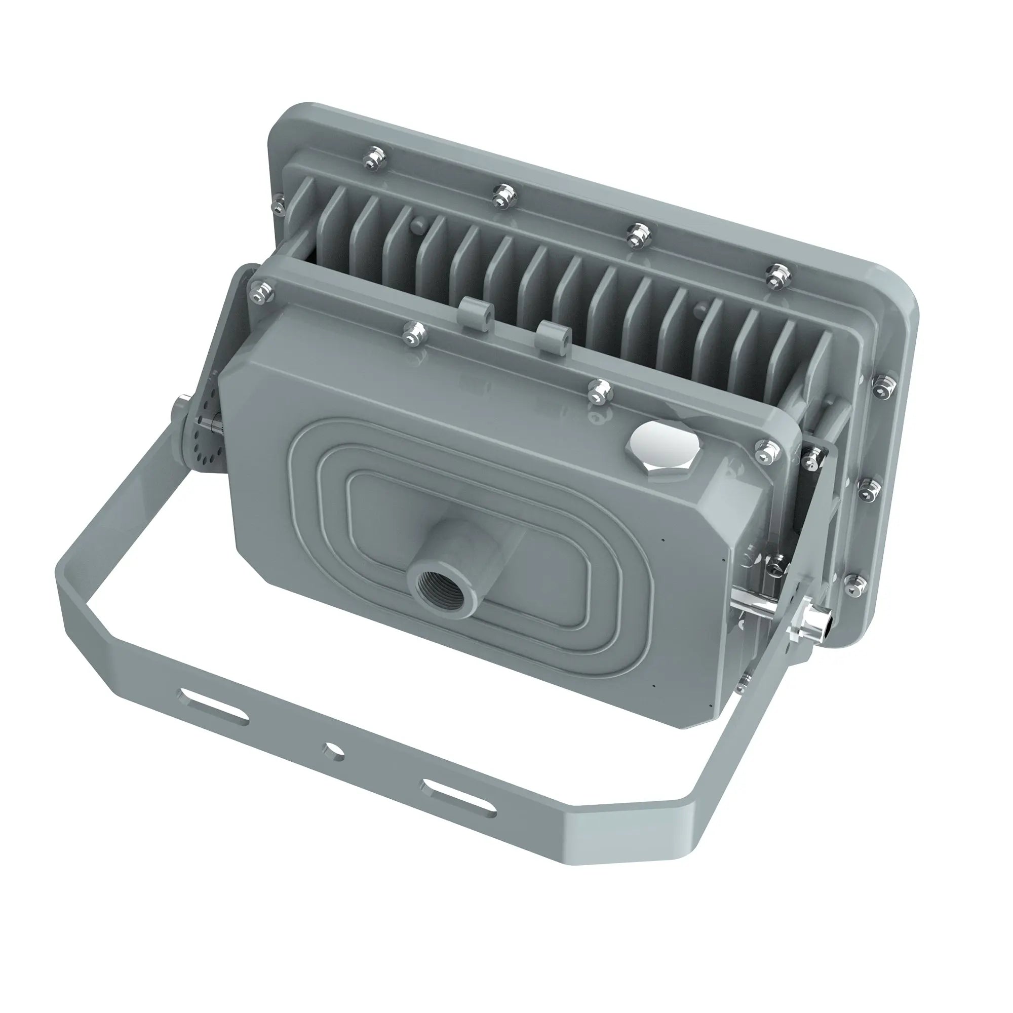 Angled view of TANLITE 60W LED Explosion Proof Flood Light with durable die-cast aluminum housing