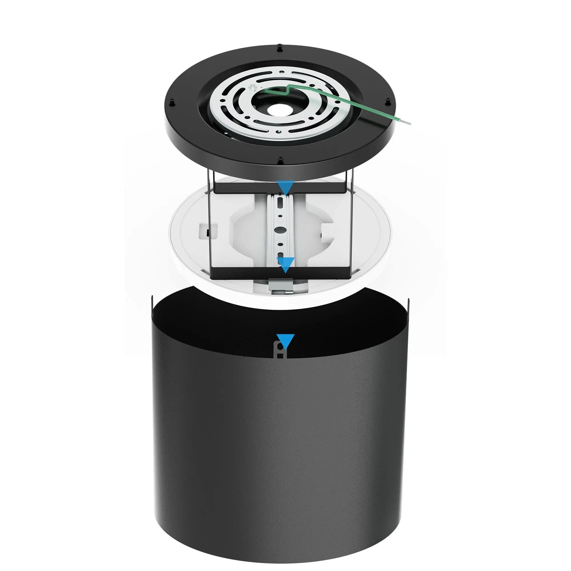 Black surface mount LED cylinder downlight installation