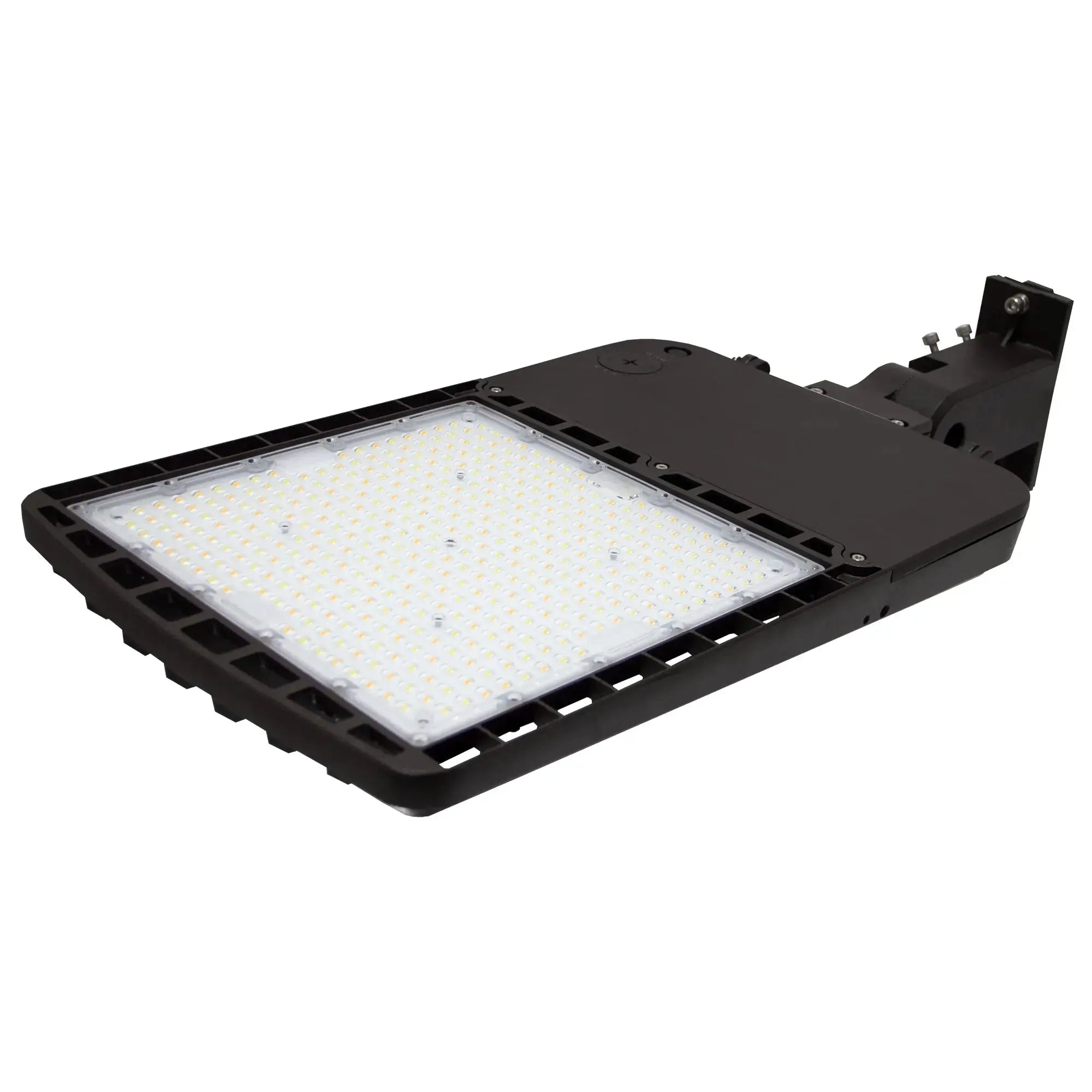 Commercial parking lot illuminated with LED area lights