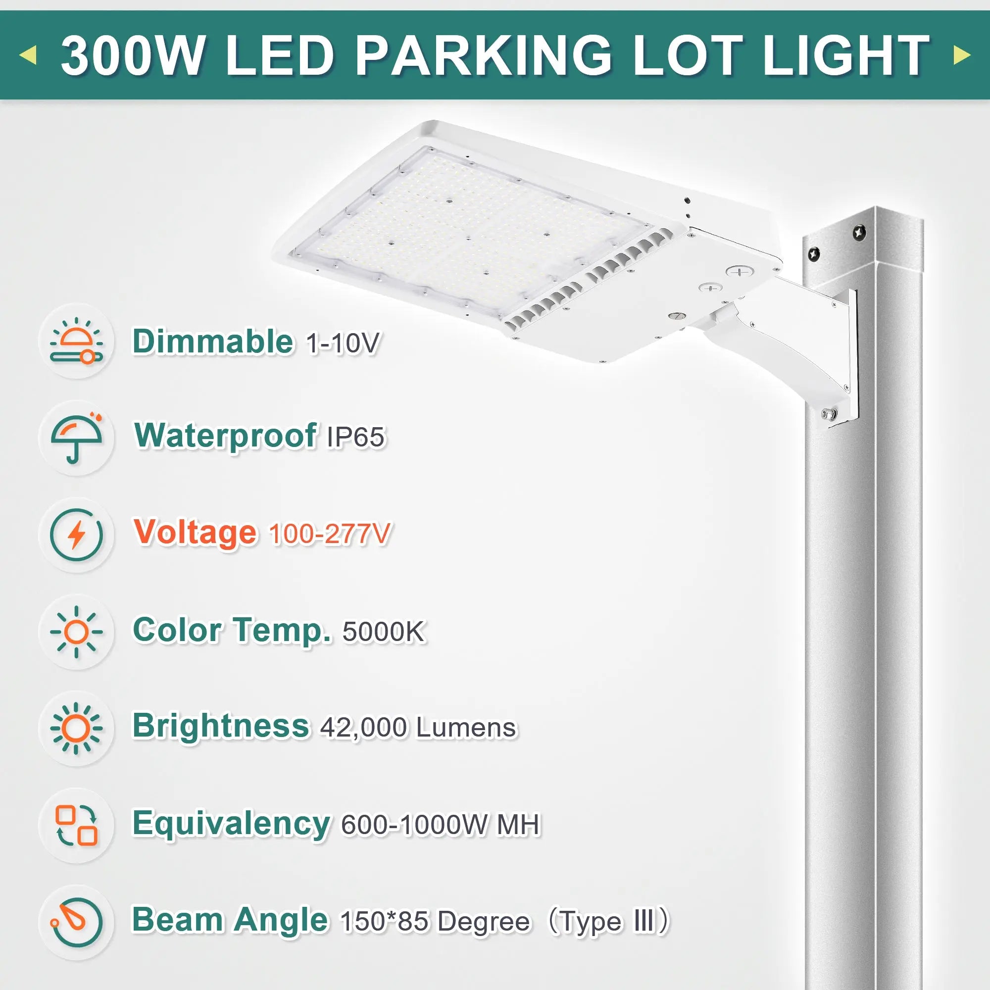 TANLITE direct arm mount LED shoebox light securely installed on square pole
