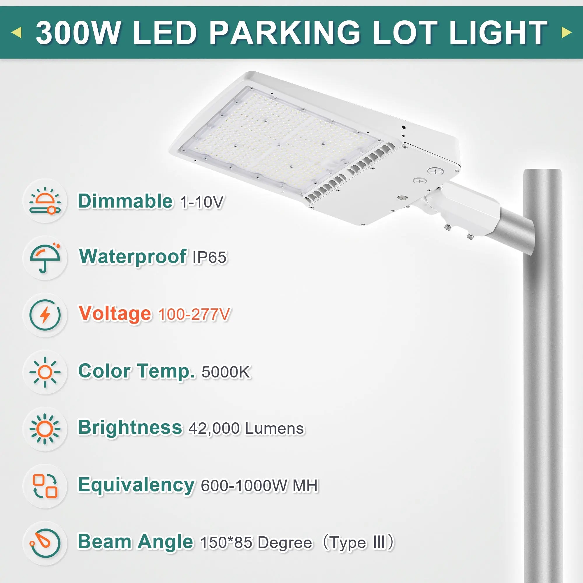 TANLITE 300W LED shoebox light installation on pole using slip fitter mount.