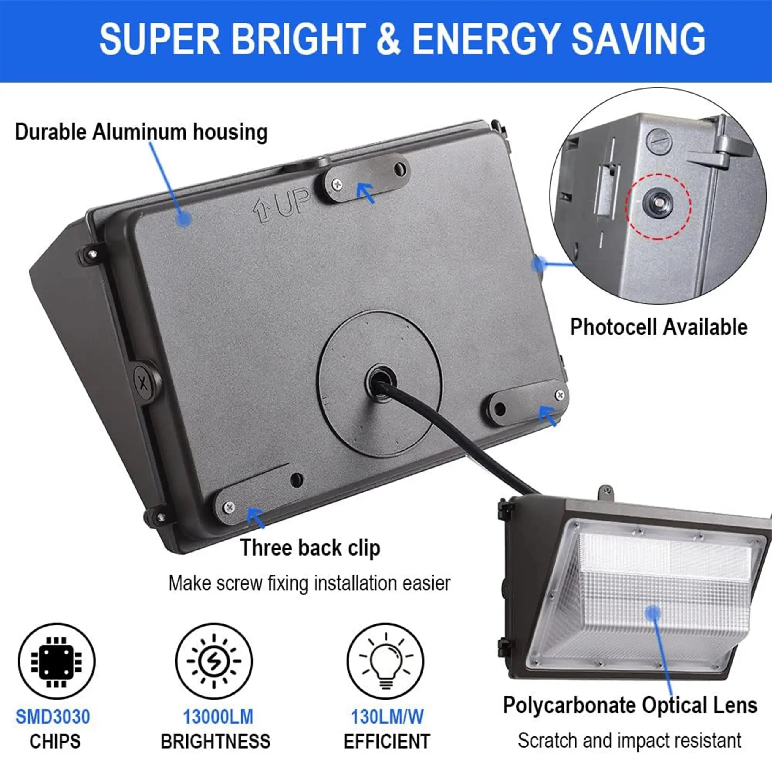 5000K daylight LED wall pack outdoor building light