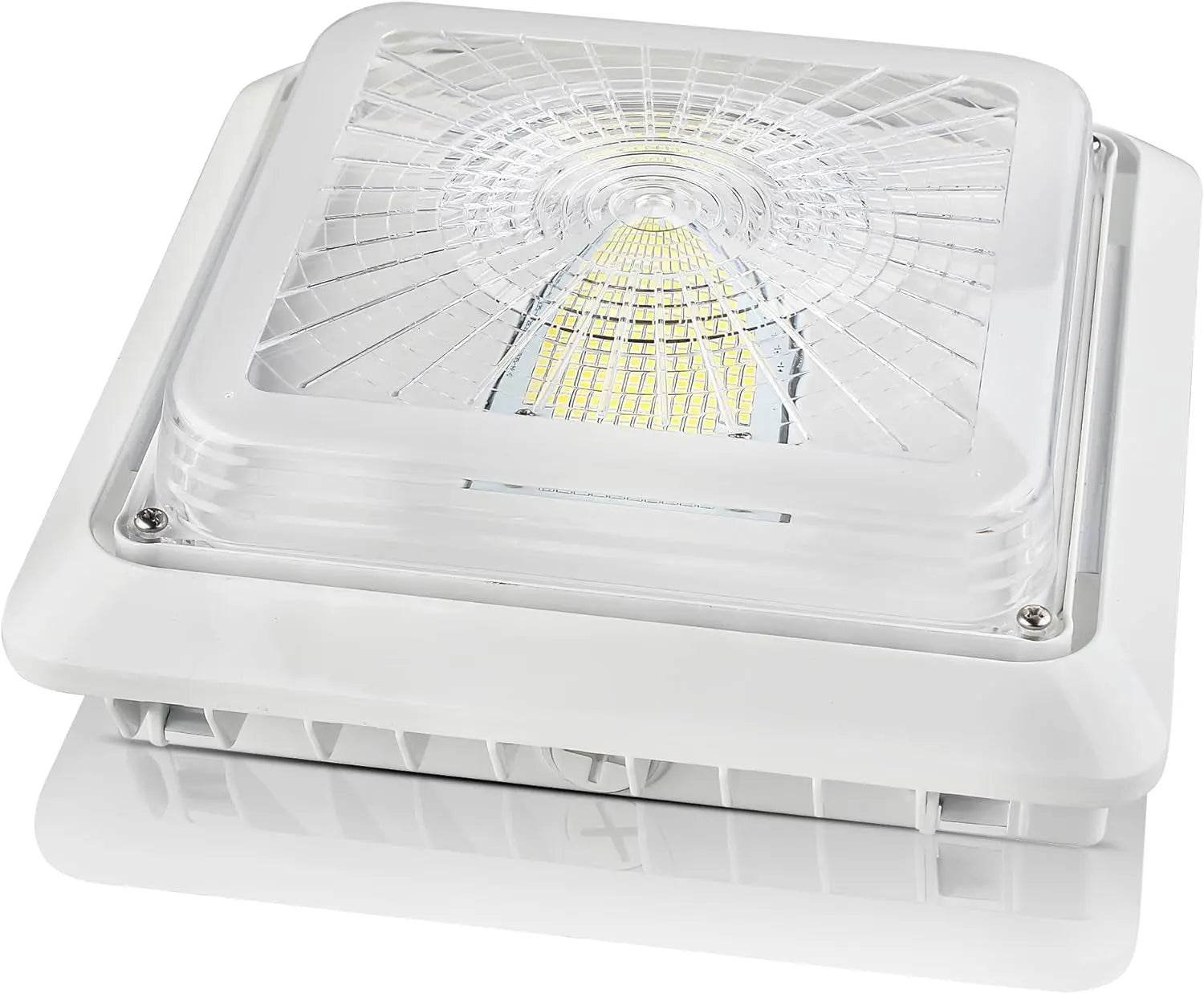 Front view of TANLITE LED Parking Garage Canopy Light, 30/40/55W wattage selectable.