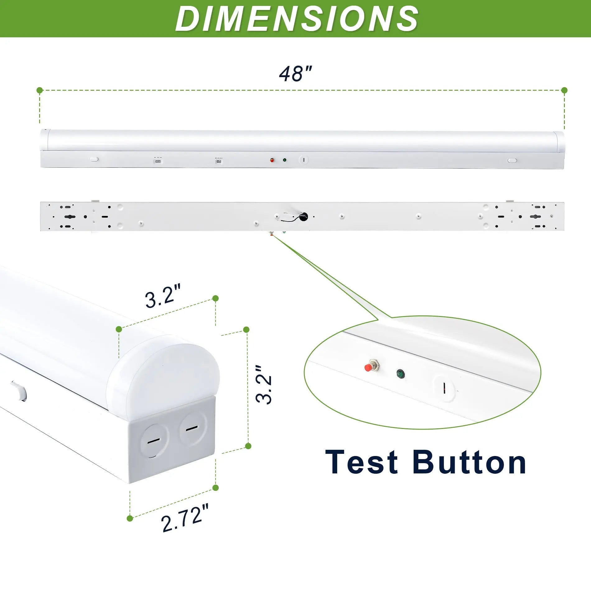 tanlite lighting 4ft linkable linear strip light dimension