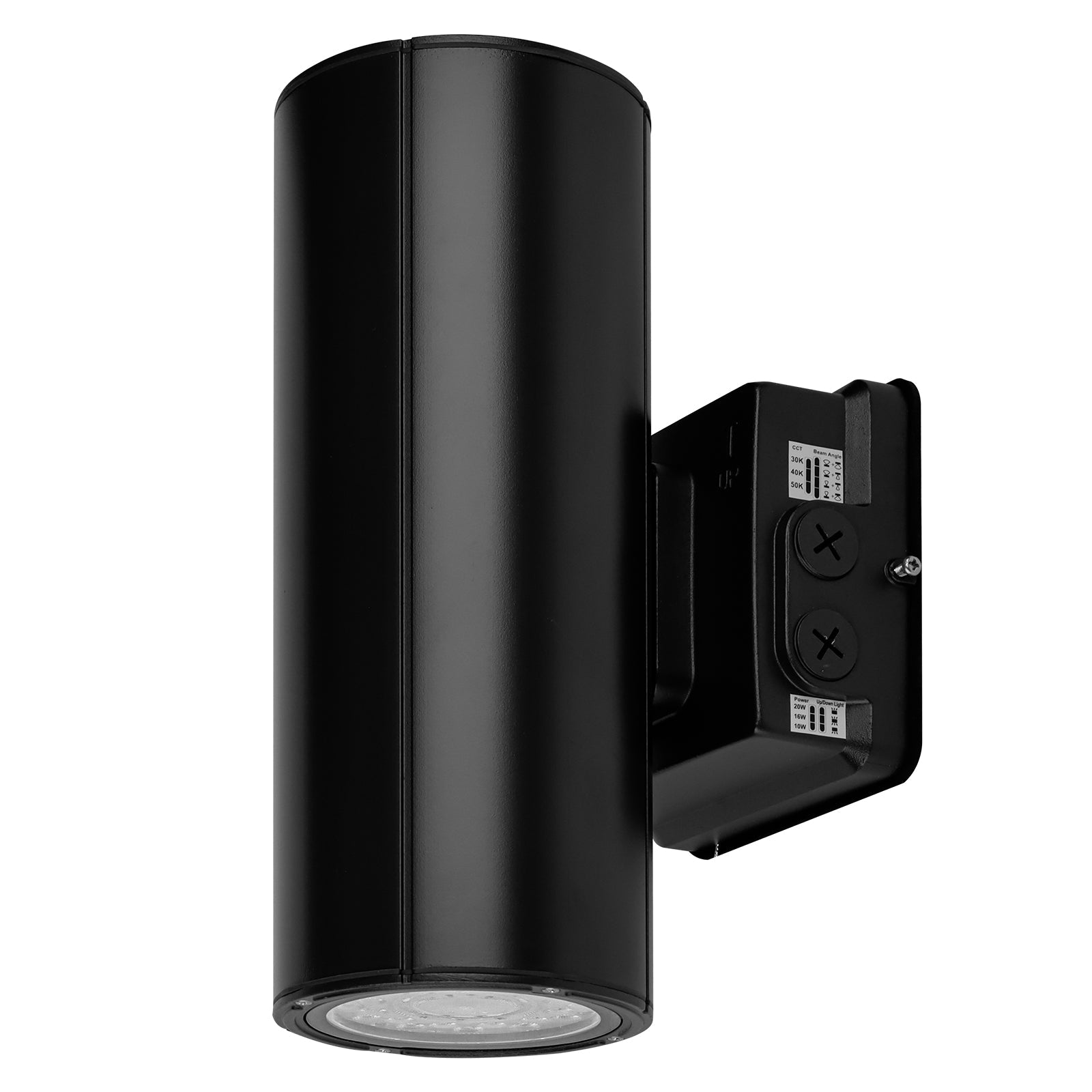 LED up down wall light with selectable narrow and wide beam patterns