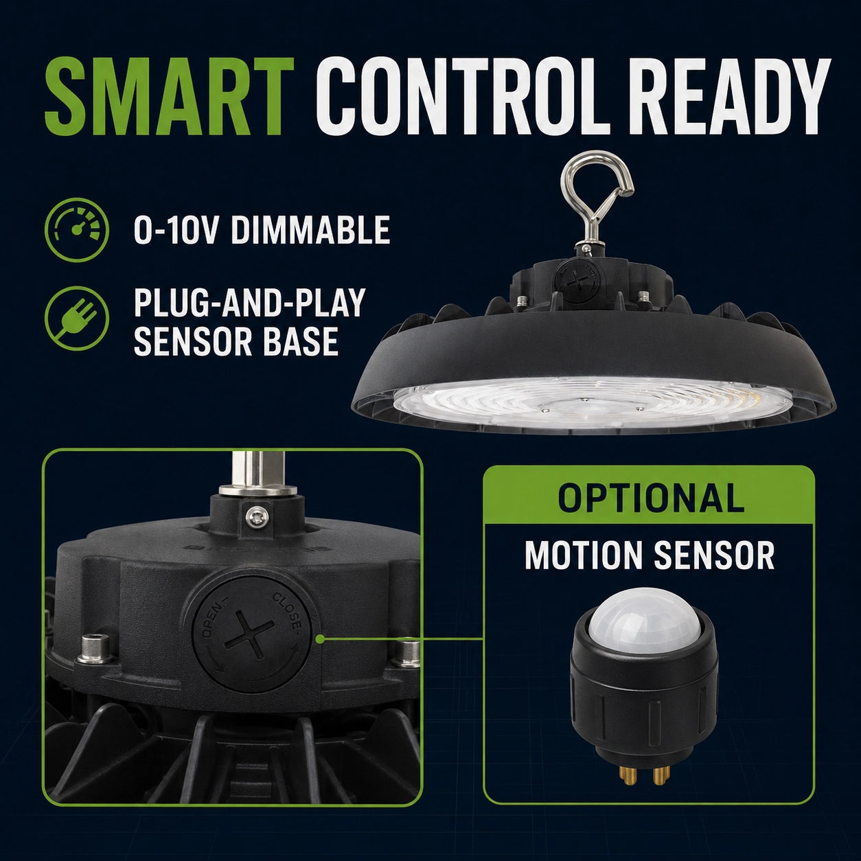Commercial LED UFO high bay light for warehouses manufacturing facilities and distribution centers