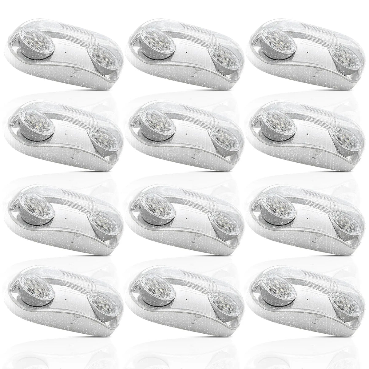 12 pack wet location LED emergency lights with 90-minute battery backup