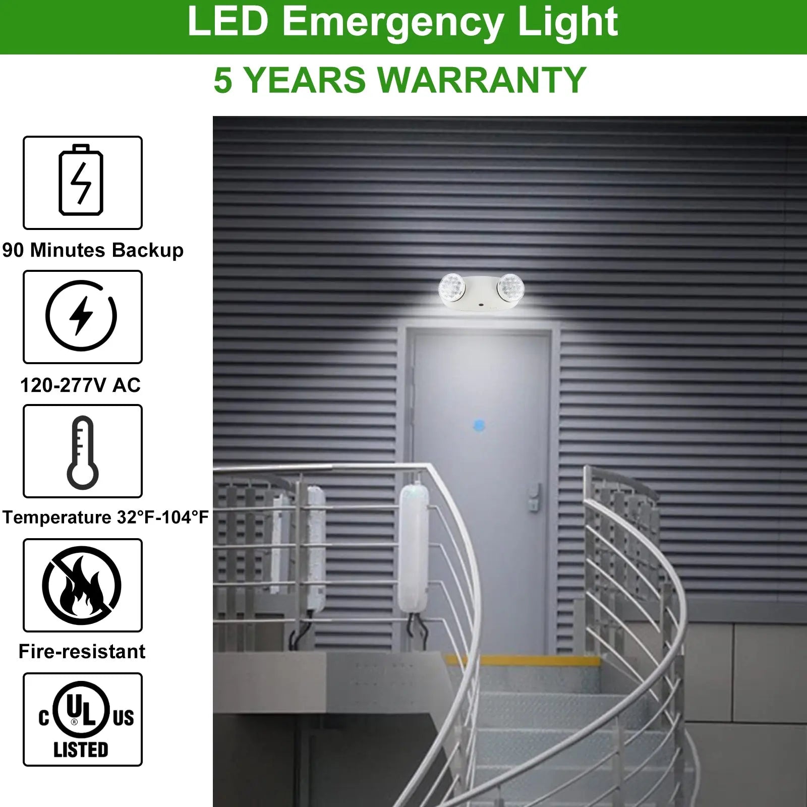TANLITE LED Emergency Exit Lighting Fixtures-Mini Round Adjustable Lamp Heads-White Housing-120-277 V AC