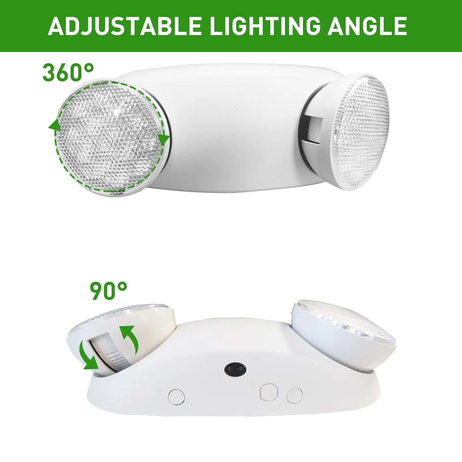 TANLITE LED Emergency Exit Lighting Fixtures-Mini Round Adjustable Lamp Heads-White Housing-120-277 V AC