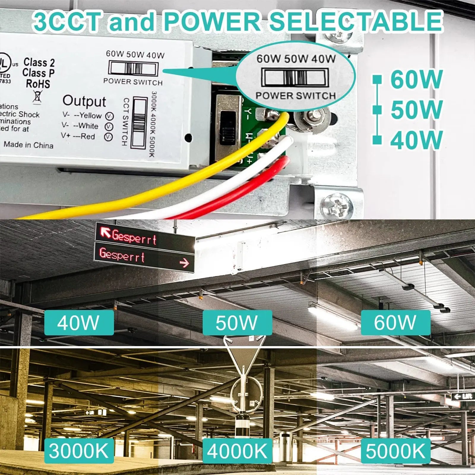 TANLITE 4FT LED Vapor Tight Light,Wattage 30W/40W 60W CCT 3000K/4000K/5000K LED Vapor Proof 4ft Light Fixture for Cold Storage Facilities, Car Washes, Parking Garages, UL Listed